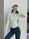 Jincheng Slimming Sport Fitness Jacke enge elastische Taillie-Retrakting Yoga-Anzug Lauftraining Training Draining Top Langarmfeder und Herbststil Aprikosengelb WT-691 M Empfohlen 100-110jin [Jin gleich 0,5 kg]