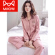 Catman (MIIOW) Pajamas de coton 100% pur pour les femmes au printemps et à l'automne Manches longues Année de zodiaque Nouvel An Red Festive Home Clothing Set GD-9793 Pink [100% pur coton] S