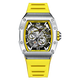 Bonest gatti watch masculin allemand entièrement automatique creux mécanique montre mécanique lumineuse vitier baril de baril pour hommes givrés de petit ami de petit ami argenté jaune BG9903-a