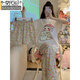 Modal Internet Celebrity Fengbu Erjia Pajamas para mujeres en primavera y verano Algodón de manga corta Set de tres piezas de tres piezas de dibujos animados para mujeres (tres piezas) A9901 m (recomendado 80-100Jin [Jin equivale a 0.5 kg])