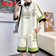 Klsjla Casual Suit Men's Summer Trendy Brand Ice Silk Sports Short à manches courtes Suit pour hommes Un ensemble avec de beaux adolescents DT681 Metter White Suit L 175 (environ 120-145 Jin [Jin est égal à 0,5 kg] peut être usé)