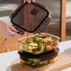 Van Gogh glass lunch box microwave oven borosilicon heat-resistant sealed refrigerator fresh-keeping box office worker heating and separation lunch box round two-grid 1050ml