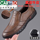 Cardile crocodile leather new men's business casual slip-on leather shoes genuine leather online non-slip one-leg driving shoes for men first layer cow 2307 khaki + rubber sole 42 Collection priority delivery
