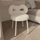 HALODN dressing chair Internet celebrity cream style designer makeup chair simple bedroom bow lamb velvet dressing table stool white fixed style lamb velvet butterfly chair