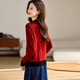 Shexi (Srcr) thick 100% wool sweater, red sweater for women in the year of birth, spring and autumn short style, small fragrance knitted bottoming shirt