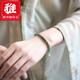 雅帝阁晴水和田玉渐变色925银手链女礼物碧手串 深色系手围1517cm
