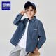 Romon Boys Striped Shirt New Fashionable Children's Autumn and Winter Jacket Trendy Handsome Spring and Autumn Thick Shirt Blue 140