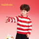 Balabala children's clothing children's sweatshirts girls and boys 2025 new spring and winter clothes baby striped velvet top New Year's greetings trendy red and white tone 00461 120
