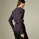 Late White Exclusive 2025 Winter Fashion Casual Sweater Solid Color Wool Sweater for Women Without Belt Purple M