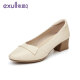 Yisi Q (exull) same style flight attendant work shoes in shopping malls, black women's leather shoes, thick heels, long standing at work, not tired, soft soles, comfortable professional surface, off-white new style 34