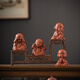 Creative purple sand four little monks tea pet ornaments Zen cute little novice monks boutique can grow tea table tea table decoration four little monks set + three-layer base/YZT