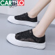卡帝乐鳄鱼（CARTELO）2025年夏季新品网面网鞋夏款小白女鞋帆布鞋薄款百搭春秋透气板鞋 9902黑色 36