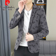 
Pierre cardin spring and autumn thin casual suit for men Korean style slim floral single top trendy personality small suit jacket Khaki M 90-105Jin [Jin equals 0.5 kg]