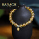 Banach Zenyuan Citrine Bracelet Women's 999 Gold Fortune Tag Bracelet Citrine Beads 8mm