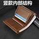 At the end of the world, men's wallet leather leather -sensitive men's short wallet is simple and thickened vertical card bag money clip tidal driving license wallet retro style vertical dark brown