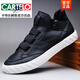 CARTELO men's shoes spring new high-top shoes men's trendy shoes casual shoes men's board shoes one-step lazy leather shoes men's trendy and versatile SS-9857 all black 38