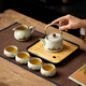 Simitang Ru Kiln Tea Set Portable Travel Complete Kung Fu Tea Set with Tea Tray Home Office Gifts Accompanying Gifts
