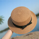 Anzhishang Korean style straw hat for women summer British retro flat top small fresh top hat sun protection beach hat travel trendy summer beige