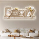 Clock painting cartoon cream style living room decoration painting with clock plug-in digital wall clock children's room bedroom creative LED light painting WY738 [Lightless power bank model] 47 inches [120*48cm]