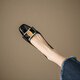 Asacho Spring and Summer Square Head Patch Patent Leather Women's Shoes Retro Bow Metal Button Women's Thick Heels Low Heel Square Head Single Shoes Women Black 9195 34