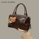 CinvaiKrose bag women's bag portable bowling bag women's 2026 new large capacity retro single shoulder messenger bag New Year gift coffee color