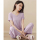 Pajamas modales para mujeres en verano de estilo delgado modal de manga corta con almohadillas en el pecho y pantalones de nueve puntos para ropa al aire libre. Juego de ropa para el hogar. Sedio de seda de hielo Sentimiento fresco. 841 negro (con almohadillas en el pecho) l