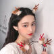 Xinghengmeng Christmas Headband Women's Christmas Antler Hairpin Headband Holiday Decoration Gift Big Bow Headband Hair Ornament Christmas Plush Antler Headband (Red)