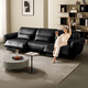 Gujia Home Italian 0 wall-facing sofa can enter the sweeper large seat deep and high-leg living room genuine leather 6223B [Expert] [You can enter the sweeper] Black three-person dual electric 3.05m