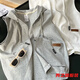 La nueva sudadera con chaleco sin mangas de Van Zhesha para la primavera, la chaqueta de cárdigan con capucha de las mujeres, estilo coreano, el chaleco con cremallera con cremallera 841 Grey Vertical Horse Clip M 165