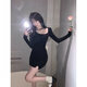 Yi Jingxuan (Yijingxuan) Pure heiße Mädchen Beugen Langarm Kleid Damen Herbst sexy schwarz hohle enge schlanke und butt nachtclub Hauptbild S 85-95jin [Jin gleich 0,5 kg]