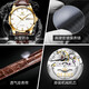 Olevs Swiss Certified Brand Watch Herren Mechanical Watch Vollautomatische Herren Uhr Waterdes Luminous Doppelkalender High-End-Uhr Olevs-6629 Männer-braune Leder weiße Oberfläche