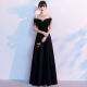 Hanyu annual meeting dress for women 2023 new style can be worn at ordinary times evening dress summer small black banquet temperament chorus performance black long XL
