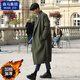 Cotton windbreaker jacket autumn and winter windbreaker men's mid-length Korean coat thickened warm coat black long [added cotton] XL (120-140Jin [Jin equals 0.5 kg])