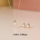 Amber Lollipop White Fritillaria Necklace Women's Niche Necklace Clavicle Chain Neck Ornament Anniversary Birthday Gift for Girlfriend and Wife White-Oil Frame