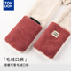 TonLion Winter Fire Fox Ears Hat Scarf Gloves One-piece Furry Thickened Warm Ear Protection Three-piece Hat Women Champagne Red