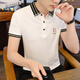 OUMEITI Summer Turny Silk Lapa de seda Polos de camiseta para hombres para hombres 2025 Nuevo estilo con cuello de manga corta QDT-P717 Black XL (130-145Jin [Jin equivale a 0.5 kg])