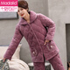 Pyjama modal pour les femmes en automne et en hiver, en velours corallien épaissi à trois couches, les mères de l'âge moyen et âgées fixent des vêtements d'hiver Style d'hiver 1105 rose L (165)