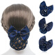 Ms. Qingxin's professional headband hair net bag nurse stewardess bank property hotel front desk hairpin bow hair cover pure blue 1 pack