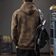 Chaotianshi autumn new style Medela dirty retro hooded sweatshirt men's loose letter stamped autumn and winter thickened long-sleeved jacket dark brown M 100-130Jin Jin equals 0.5 kg