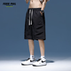 Foss Phil Shorts Herren Sommer Arbeitspeedy Trendy Brand Casual Ice Seide Mid-Wolzen losen Sportfünf-Punkte-Hosen 9906 Schwarz 3xl