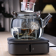 Quandu all-in-one steaming teapot black tea white teapot high temperature open flame thickened glass teapot Ginkgo leaf Xiangyun teapot smoke gray 1000ml