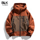 Baleno S&K Casual Jacket Men's 2025 New Autumn and Winter Velvet Hooded Jacket Men's Mountaineering Wear Outdoor Mountaineering Top Burgundy Regular L