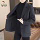 Woodpecker (TUCANO) 2025 woolen coat men's suit autumn and winter new suit short woolen coat business casual trend dark gray XL recommended 130-150Jin Jin equals 0.5 kg