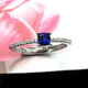 DL 1998 Tanzanite sapphire Korean version pillow-shaped 25-cent blue ring for fashionable women with diamond ring for girlfriend new style silver live mouth (main stone 4X4mm) B9