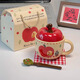 Mengfu (mengfu) Christmas mug for women with lid, apple ceramic mug, Christmas gift for girl, girlfriend, birthday couple mug, apple bear mug, spoon, gift box