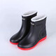 2024 Wasserdichte Schuhe Männer und Frauen Regenstiefel modische kurze Röhrchen verdickte warme Gummischuhe Arbeit nicht rutschfischer Fischerei Kücherin Regenstiefel Schwarz [Einzelschuhe] Standardgröße 38
