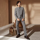 SEVEN suit men's 2025 autumn new herringbone jacquard five-breasted suit, Chinese stand-up collar, ash B44