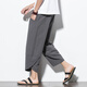 Budoorn Summer Color Color Coton and Line New Chinese Pantalon Men's Men's Large Taille Pantalon de lin décontracté en liberté Pantalon Crop Crop Pantal