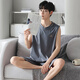 雅鹿莫代尔男士睡衣男款夏季2024新款短袖大码外穿冰丝春秋家居服套装 NSHZY-12027 3XL （适合体重170-200斤 ）