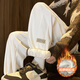 Poke velvet pants men's winter American trendy brand loose large size thickened casual pants youth retro sports straight trousers K1049J velvet white velvet M 95-110Jin Jin equals 0.5 kg